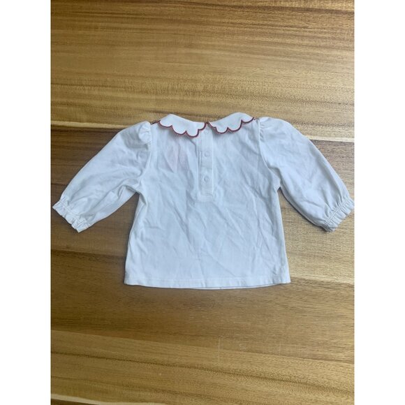 Cat & Jack Baby Girl White Blouse & Red Pants Set With Scalloped Collar Size 3-6 - Picture 4 of 12